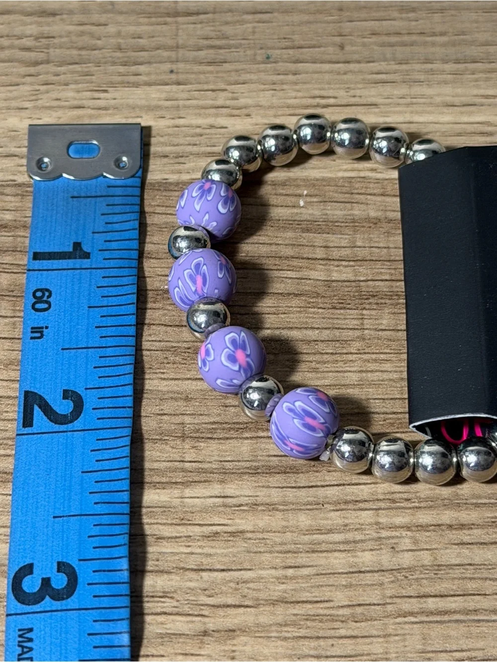 paparazzi Lavender Floral Bead Stretch Bracelet with Silver Accents